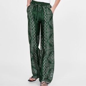 Zara green bandana print pants